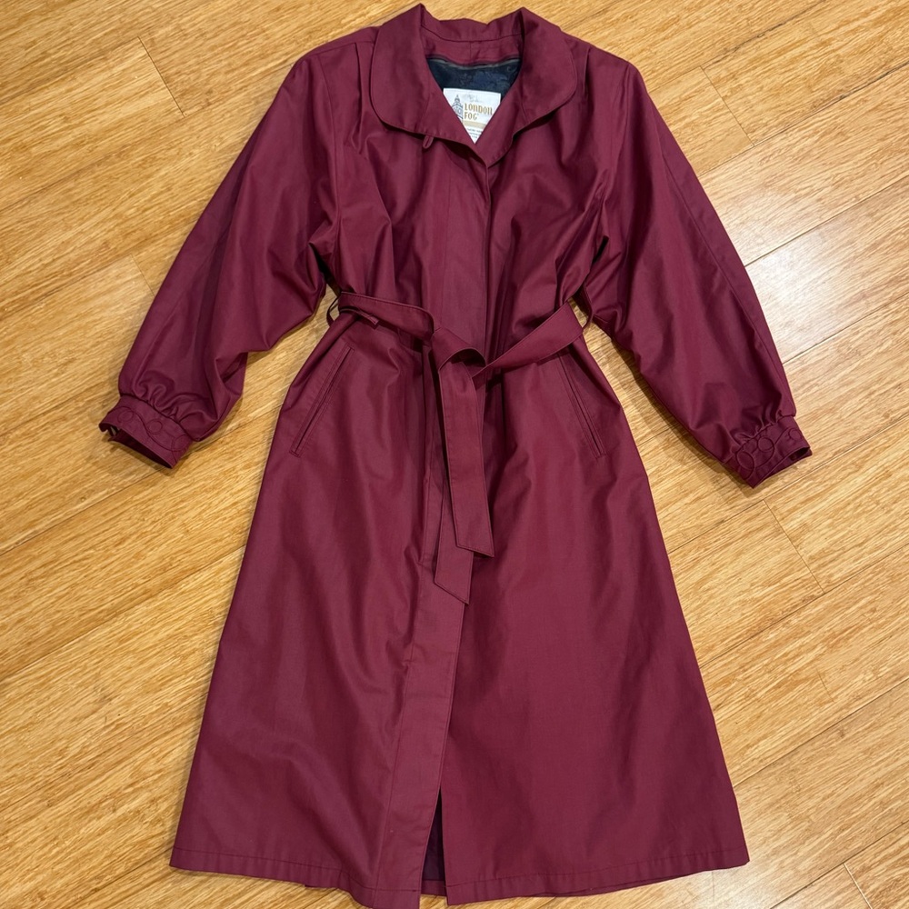Plum red London Fog trench coat